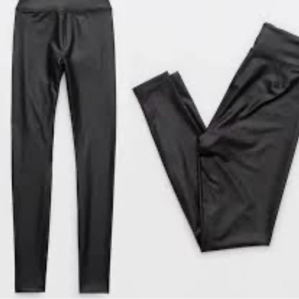 Offline By Aerie Black Faux Leather Leggings NWT size small